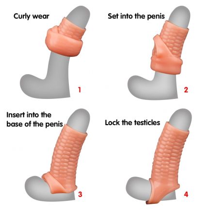 Silicone Reusable Penis Sleeve, Flexible Glans Penis, Enlarger Extender Delay Ejaculation
