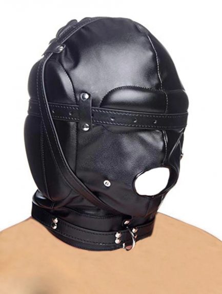 Leather Padded  Blindfold,Head Harness Mask Gag