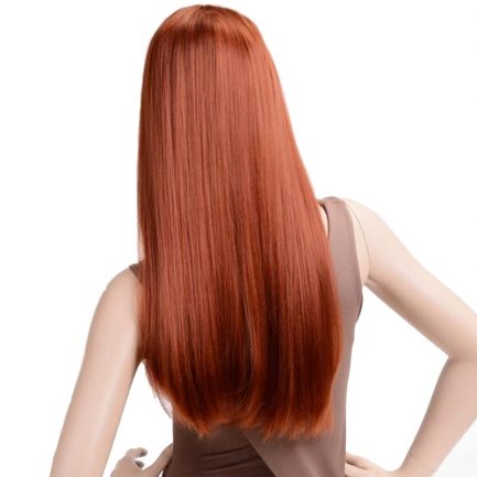 MSIWIGS Long Straight Wigs Synthetic Orange Color Women’s Wig Cospaly Central Part Hair Silver Grey White Red Colour