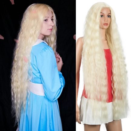 FASHION IDOL Wig, Long Curly Hair 42 Inch Ombre Blonde Water Wave