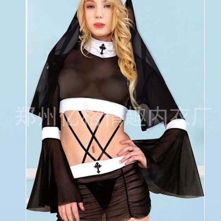 Black Nun Costumes Dress, Babydoll Uniform