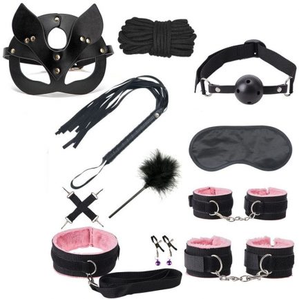 Bdsm Kits, Bed Bondage Set, Handcuffs, Whip, Gag Plug