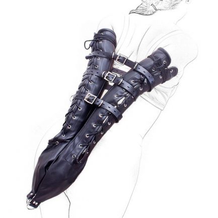 Armbinder Harness Sleeve, Leather Double Arm Binder Gloves