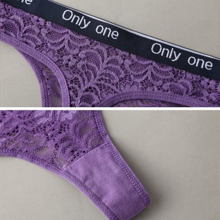 Women Fashion Lace G-String Panties, Hollow Out Underwear Low-Waist Female Thong