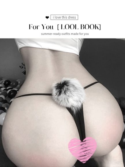 OJBK 3 Colors Sexy Thong For women, With Cute bunny tail