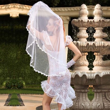 JSY Sexy Women’s Wedding Dress, Uniform Cosplay Lingerie Set, Hot Erotic Transparent Lace