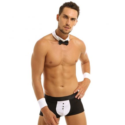 Mens Servant SexyCostumes, Hot Erotic Maid Waiter Tuxedo Lingerie Set