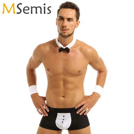 Mens Servant SexyCostumes, Hot Erotic Maid Waiter Tuxedo Lingerie Set