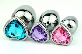 3 Size Anal Plug, Heart Stainless Steel Crystal, Removable Butt Plug
