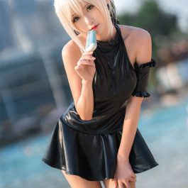 Sexy Japanese Anime, Girls Black Latex, Erotic Dress