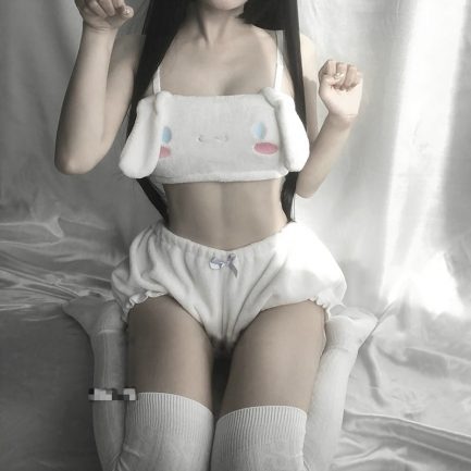 Sexy Lingerie Anime, Cosplay Costumes Pink and White, Long Ear Doggy