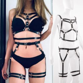 BDSM Bondage Rope, Leather Harness, Outfit Bra And Leg, Suspenders Straps, Garter, Belt