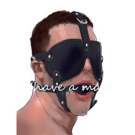 Leather Head Face Mask, Mouth Gag, Silicone Gag Ball , Harness Strap Blindfold