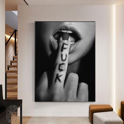 Fashion Girl Sexy Lips, Canvas Art Posters and Prints, Scandinavian Wall Painting