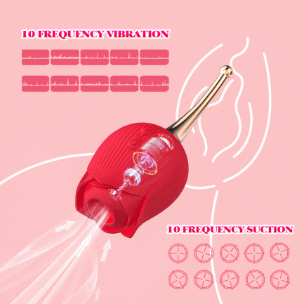 2 in 1 Rose Sucking Vibrator, SexyToys For Women, Vibrating