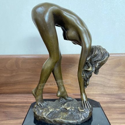 Nude Bent Over Female Statue, Sculpture Modern Naked Woman, Erotic Art