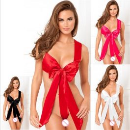 Sexy Lingerie Babydoll, Hot Erotic Underwear, Red Bow Women Temptation