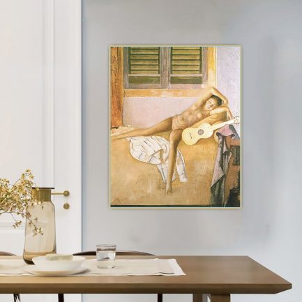 Citon Balthus, Nude with a Guitar, Figurative Canvas, Oil Painting