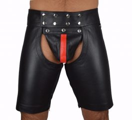 Hot Black Mens Latex, PVC Bondage, Open Cortch Shorts, Men Faux Leather Lace Up Pants