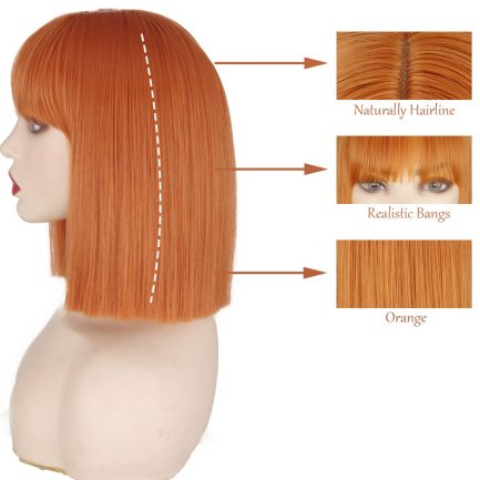 AZQUEEN Short Bob, Straight Wig With Bangs